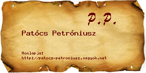 Patócs Petróniusz névjegykártya